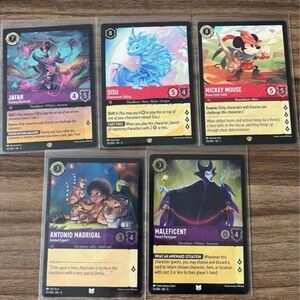 Set of 5 Disney Lorcana Legendary & Uncommon Cold Foil Lot
